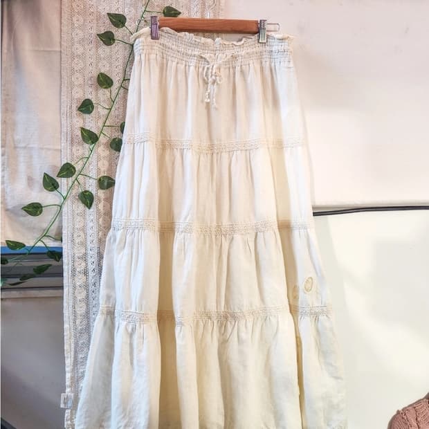 빈티지 어스뮤직 크로쉐 롱스커트