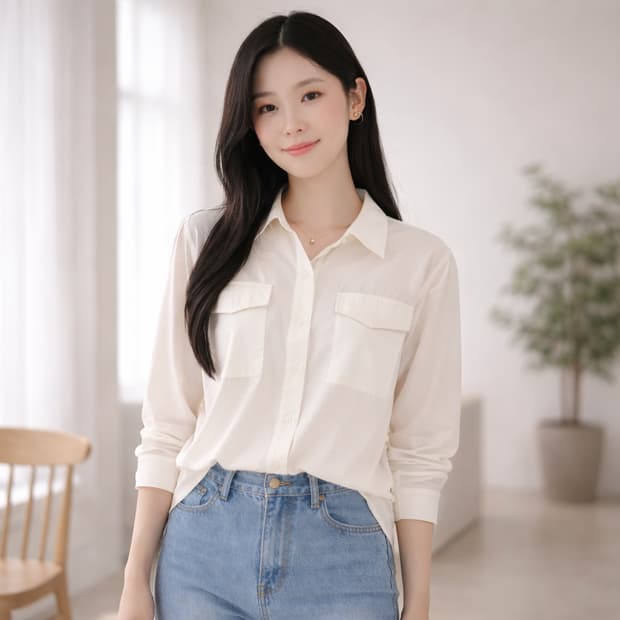 퀸스타일 백트임 스트랩 나일론 셔츠 자켓