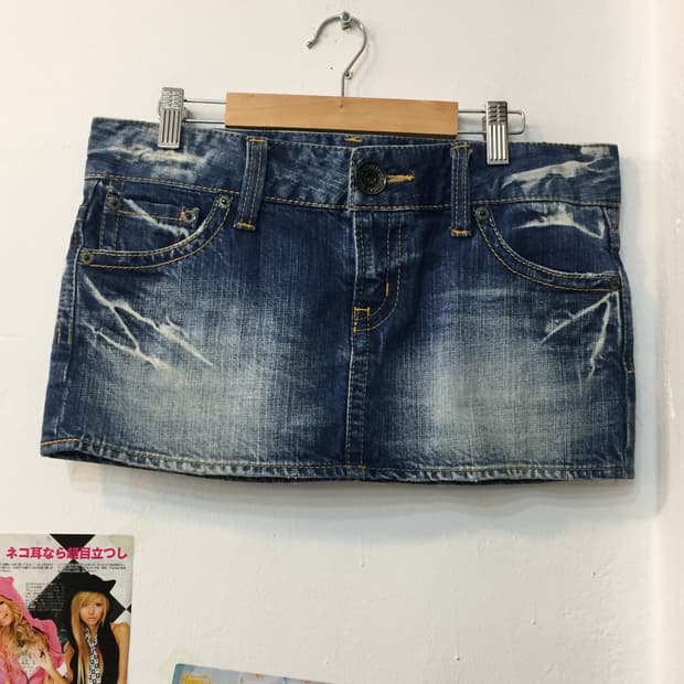빈티지 로우라이즈 미니 데님스커트