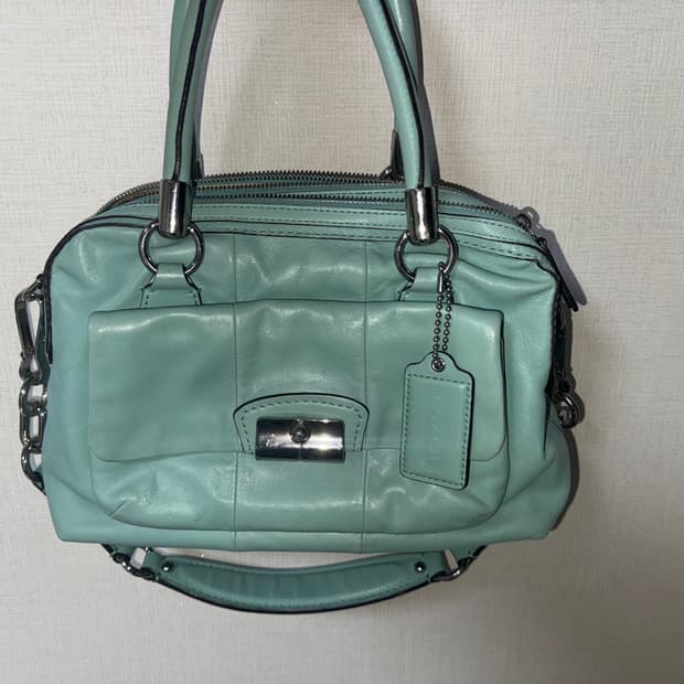 코치 민트 숄더 토트백