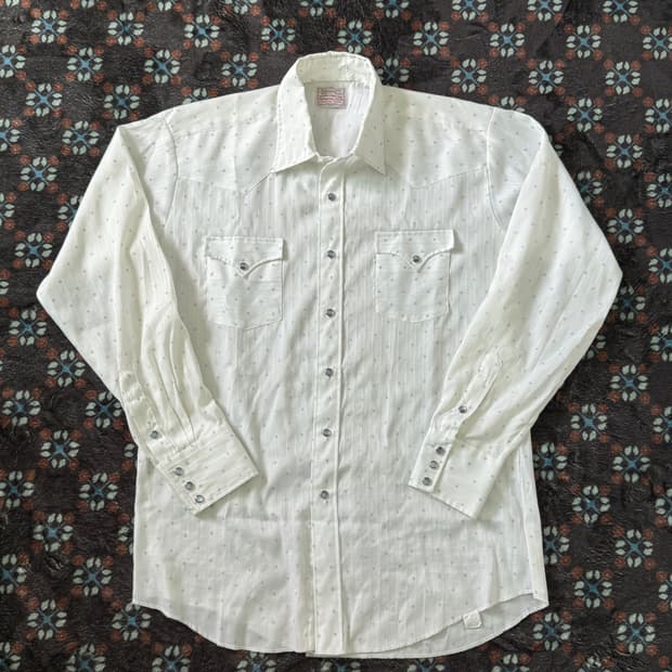 70s HbarC 화이트 웨스턴셔츠 USA