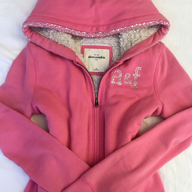아베크롬비 울프죠 핑크 후드집업 큐빅 y2k S