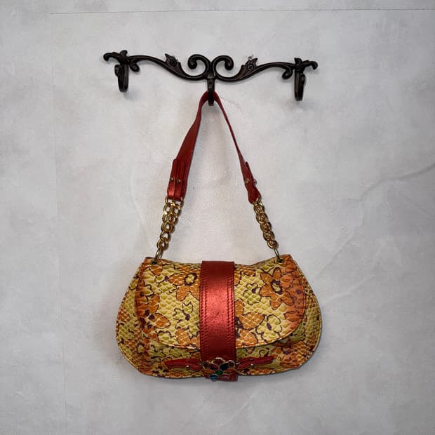 Vincis Bench yellow bohemian floral 숄더백