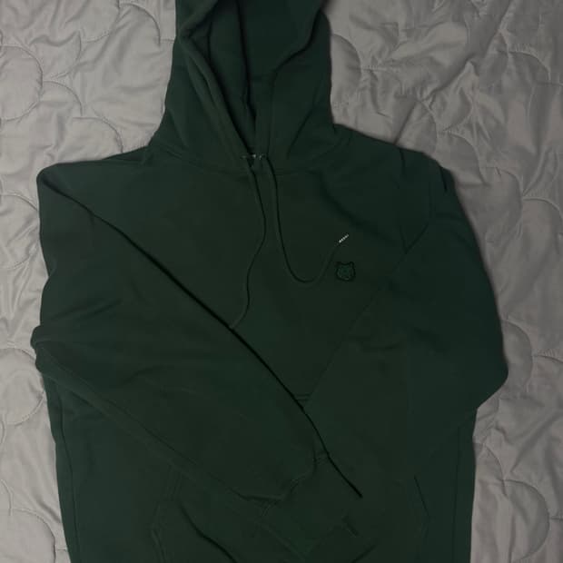 (1회 착용 XL ) 메종키츠네 폭스 헤드 후드티 다크그린