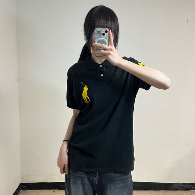 Polo black big pony collar tee