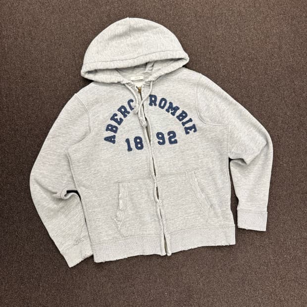 M아베크롬비 빈티지 패치 그레이 후드집업