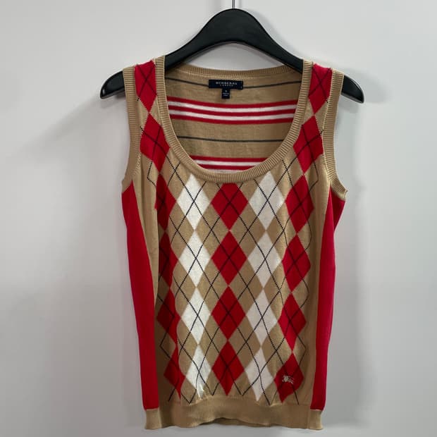 버버리 우먼스 아가일체크 조끼 니트 (on.585)