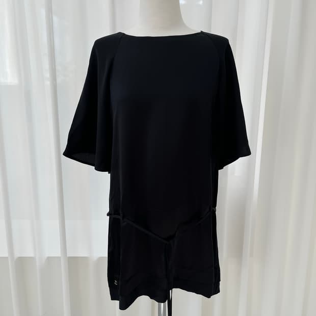 샤넬 블랙 실크 블라우스 36