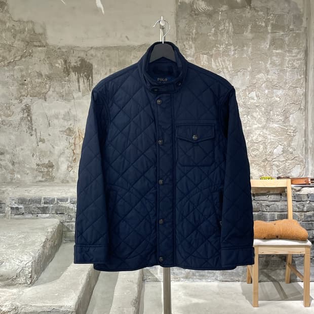 폴로 랄프로렌 딥 네이비 싱글 포켓 나일론 퀼팅 자켓