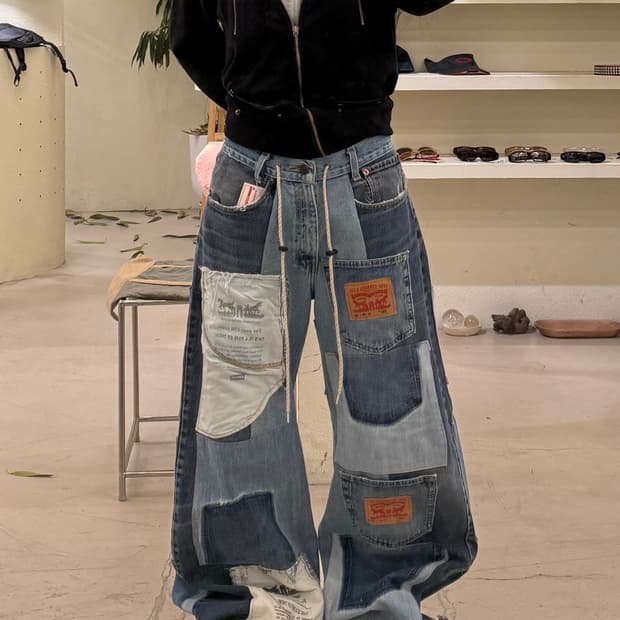 리바이스 리메이크 패치워크 데님 팬츠 U502