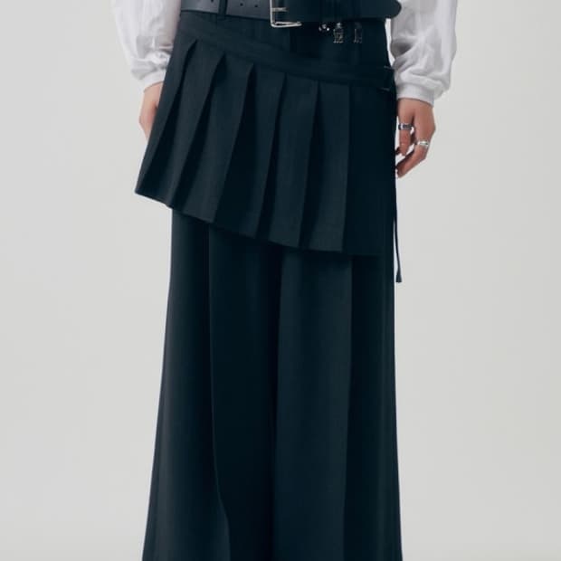 트리밍버드 플로잉 플리츠 레이어드 팬츠