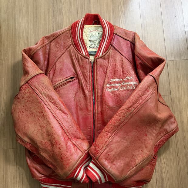 아비렉스 가죽자켓 레드 xs