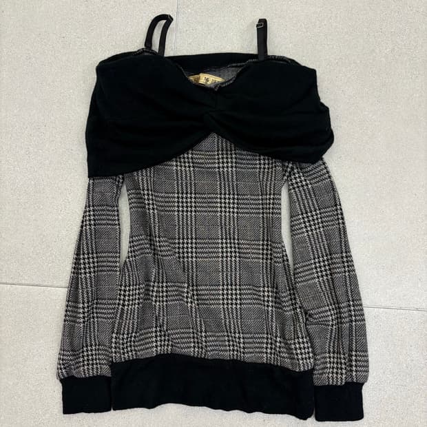 세실맥비 하운드체크 오프숄더 