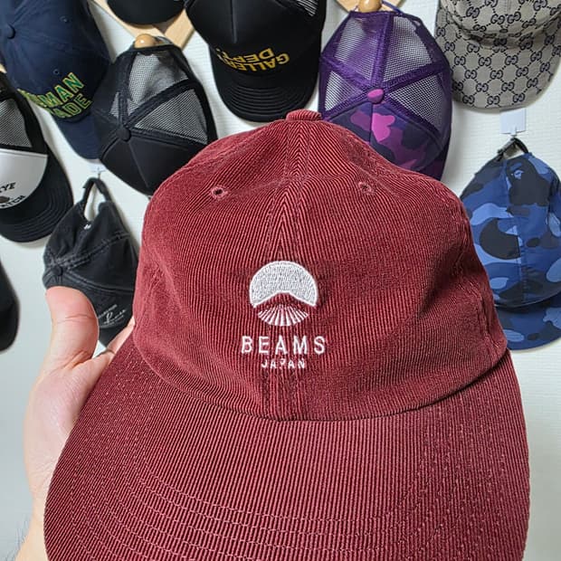빔즈 재팬 코듀로이 패널캡 버건디