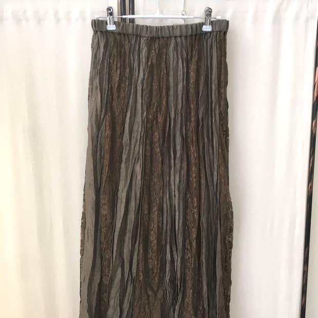 jpn vintage 카키 자카드 리본 슬리브리스