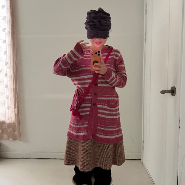 일본빈티지 모리 핑크 롱가디건