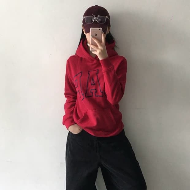 갭 빅로고 후드티