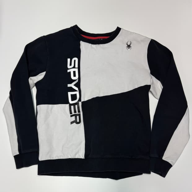 스파이더 화이트 컬러 블록 스웻 맨투맨 XL