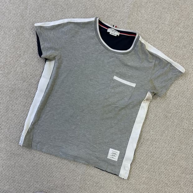 2 삼선 포켓 라운드 반팔티 0401D