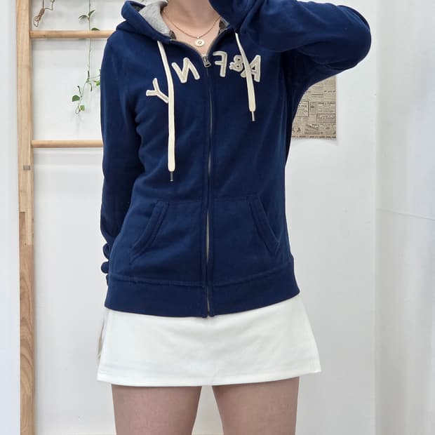 [프립]L/딱붙핏 슬림핏 y2k 아베크롬비 후드집업 블루