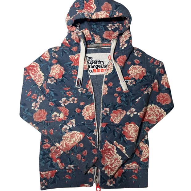 슈퍼드라이 꽃무늬 후드 집업