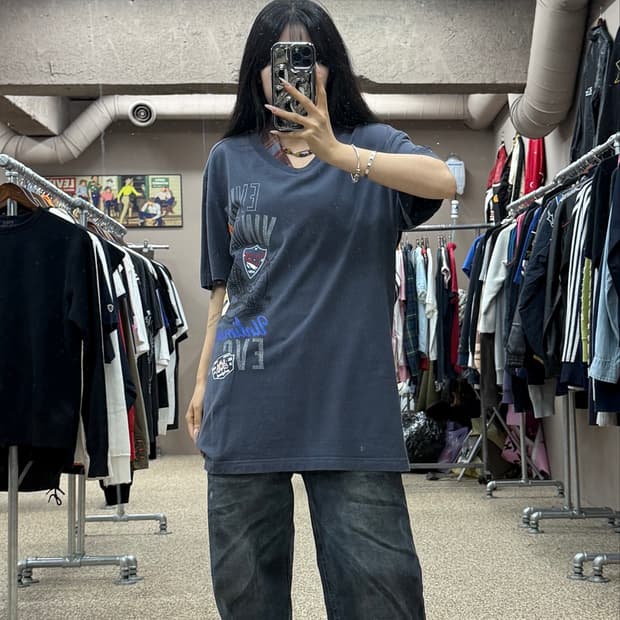 에비수 빈티지 독수리 프린팅 반팔 티셔츠 S111