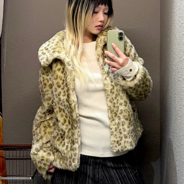 일본빈티지 레오파드 퍼자켓