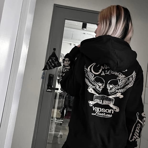 밴슨 오버핏 바이커 무드 코튼 후드집업