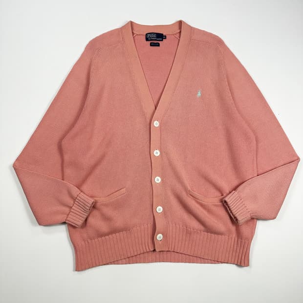 90s 폴로 랄프로렌 클래식 코튼 니트 가디건 핑크 L