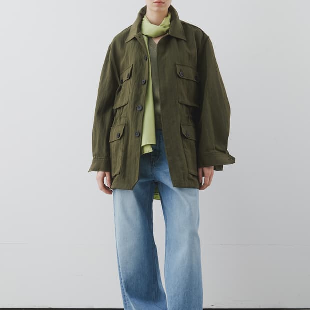 문달 Luster Safari Jacket in Olive s사이즈