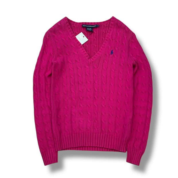 랄프로렌 브이넥 꽈배기 니트 r2147