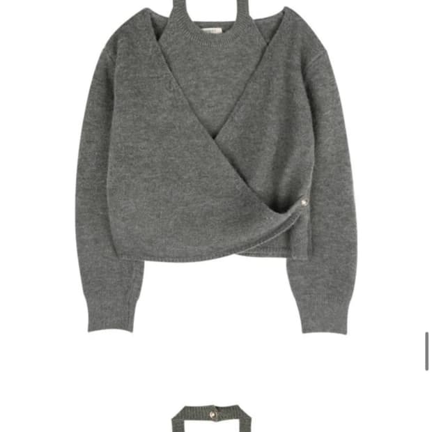 브아빗포우먼 홀터넥 레이어드 랩 니트