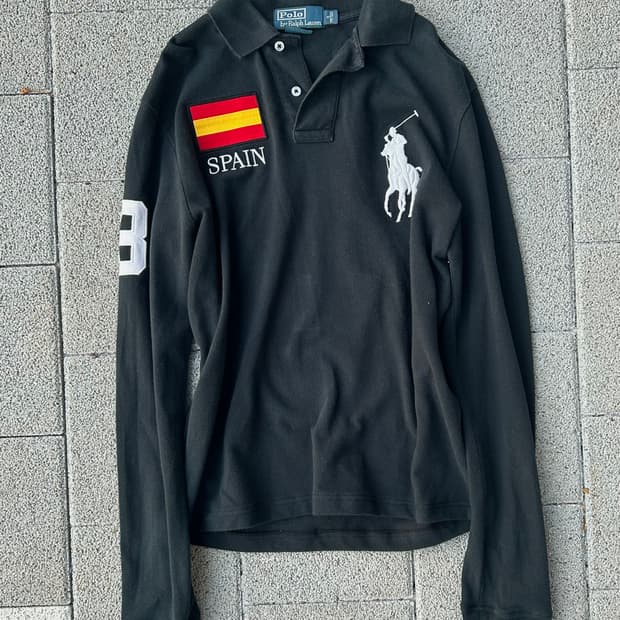 *rare* 2000s polo 폴로 스페인 빅포니 블랙 카라 롱슬리브