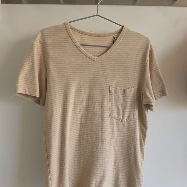 메종 마틴 마르지엘라 본인기 브이넥 스트라이프 티셔츠