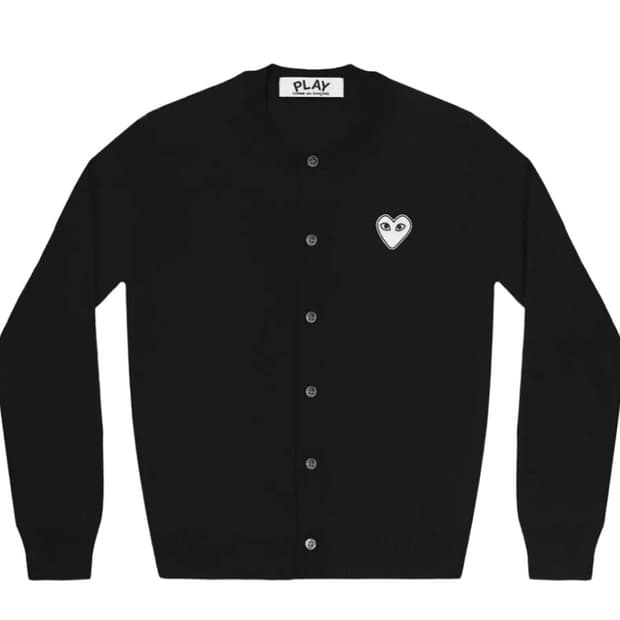 꼼데가르송 화이트 하트 가디건 블랙