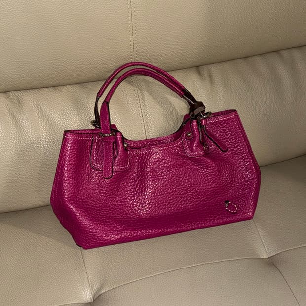 real leather magenta pink shoulder bag