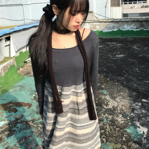 투톤 레이어링 원피스