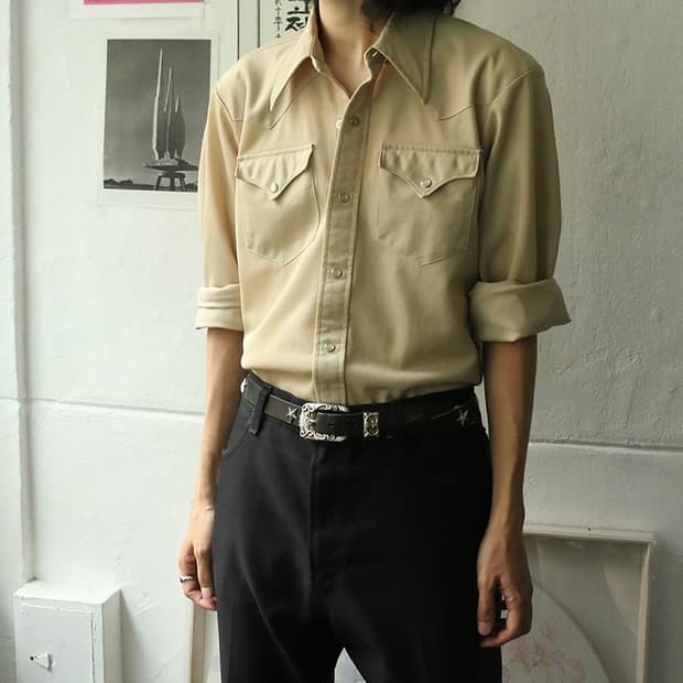 70s H BAR C 폴리 웨스턴 셔츠