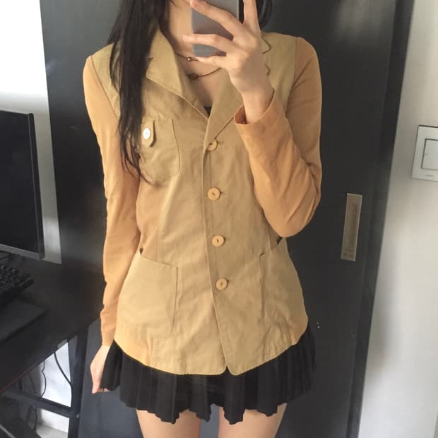 Sae gi bun 트렌치 배색 시스루 라떼갸루 자켓