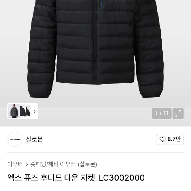 살로몬 엑스 퓨즈 후디드 다운 자켓 XL