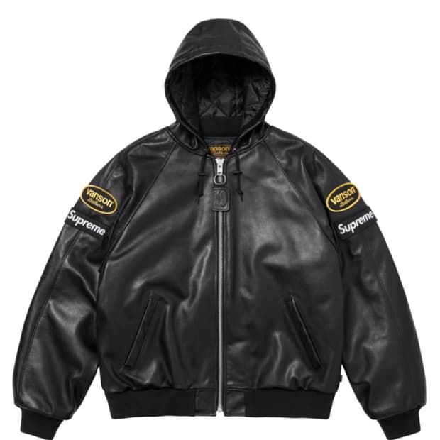 슈프림 밴슨 레더 후드 자켓 L