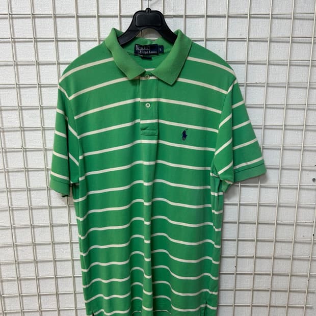 폴로 랄프로렌 그린 스트라이프 카라티 L