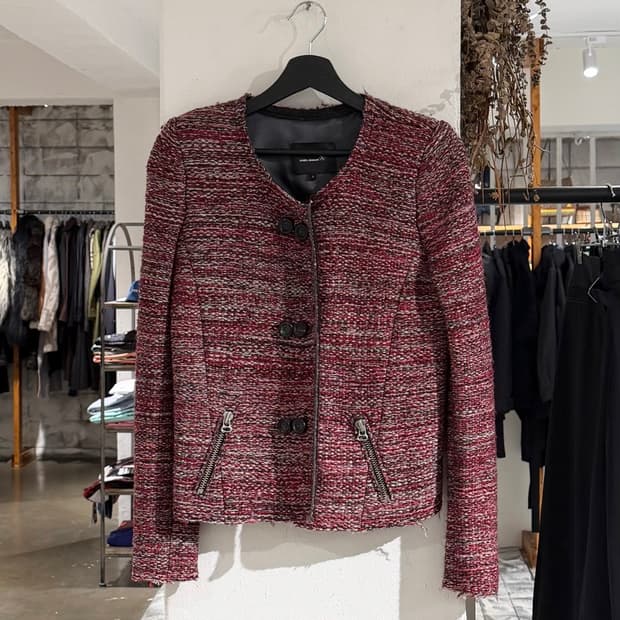 이자벨 마랑 레드 버진울 트위드 자켓