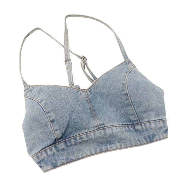 그레일 빈티지 워싱 데님 스트랩 뷔스티에