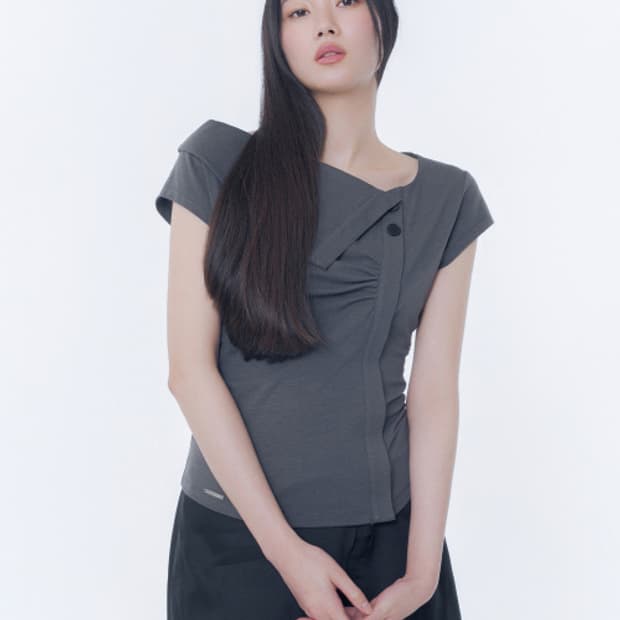 [1] 미세키 서울 폴딩 카라 셔링 탑 차콜