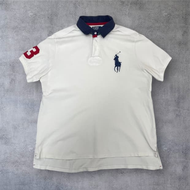 폴로 랄프로렌 화이트 빅포니 반팔 카라티 2XL