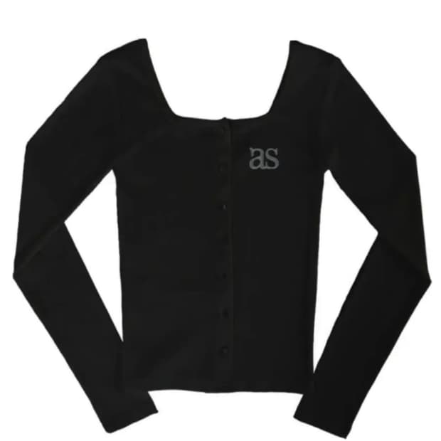 ason 애즈온 시실리 버튼 가디건 블랙