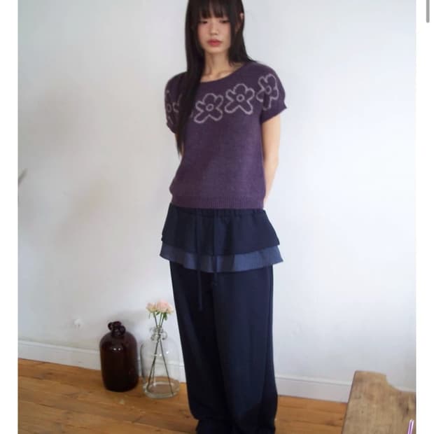 프릴 와이드 밴딩 팬츠