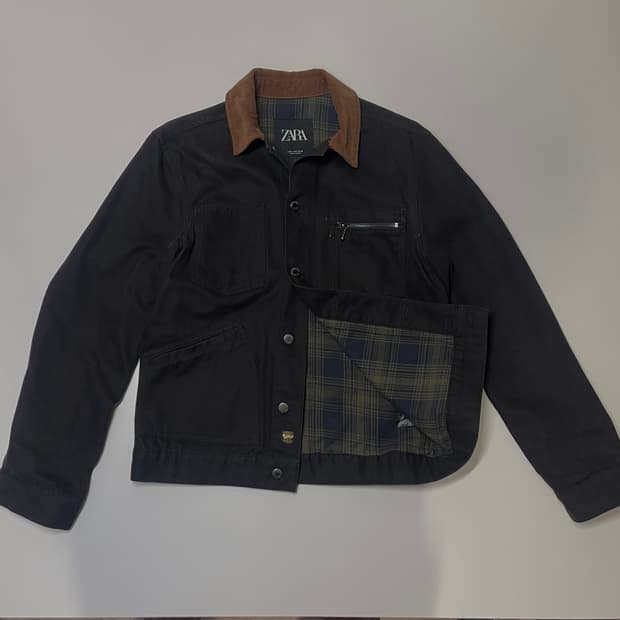 자라 남성 블랙 코듀로이 데님 자켓 M