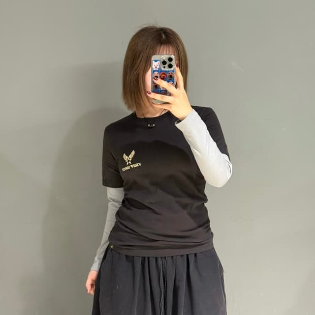 t-shirt layered printing long sleeve